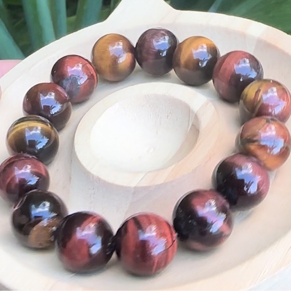 New 12mm Red Tigers Eye Bracelet made On Maui - Picture 1 of 4